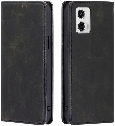 Motorola Moto G73 Hoesje Wallet Book Case Kunstleer Zwart afbeelding 2