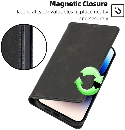 Motorola Moto G73 Hoesje Wallet Book Case Kunstleer Zwart afbeelding 3