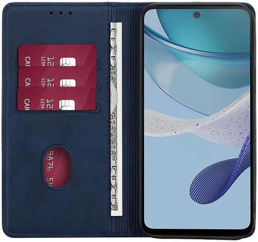 Motorola Moto G73 Hoesje Wallet Book Case Kunstleer Blauw afbeelding 1