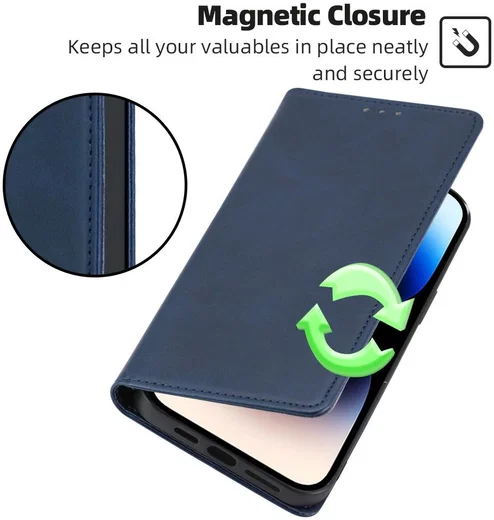 Motorola Moto G73 Hoesje Wallet Book Case Kunstleer Blauw afbeelding 3