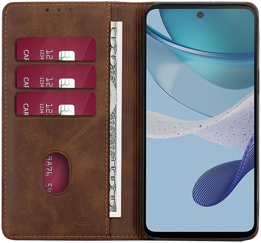 Motorola Moto G73 Hoesje Wallet Book Case Kunstleer Bruin afbeelding 1