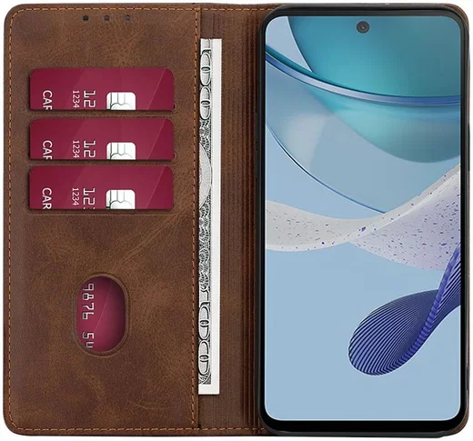 Motorola Moto G73 Hoesje Wallet Book Case Kunstleer Bruin afbeelding 1