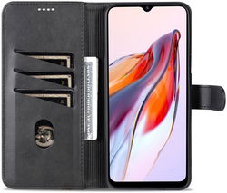 AZNS Xiaomi Redmi 12C Hoesje Wallet Book Case Kunstleer Zwart afbeelding