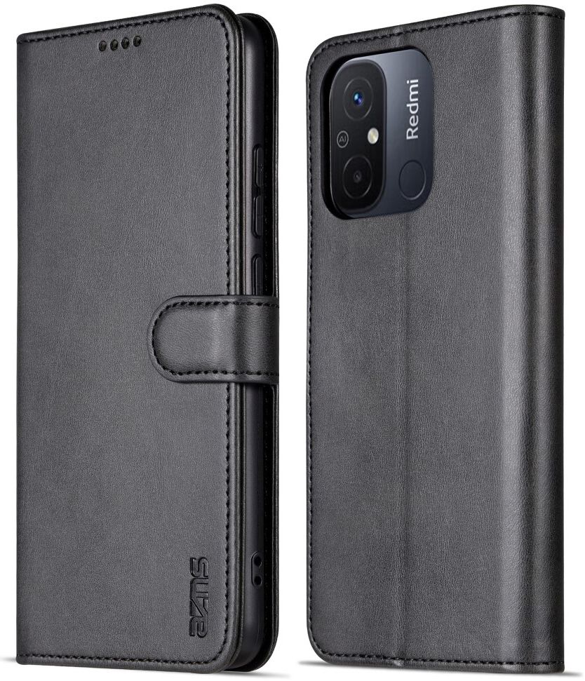 AZNS Xiaomi Redmi 12C Hoesje Wallet Book Case Kunstleer Zwart afbeelding 2