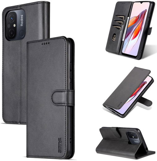 AZNS Xiaomi Redmi 12C Hoesje Wallet Book Case Kunstleer Zwart afbeelding 9