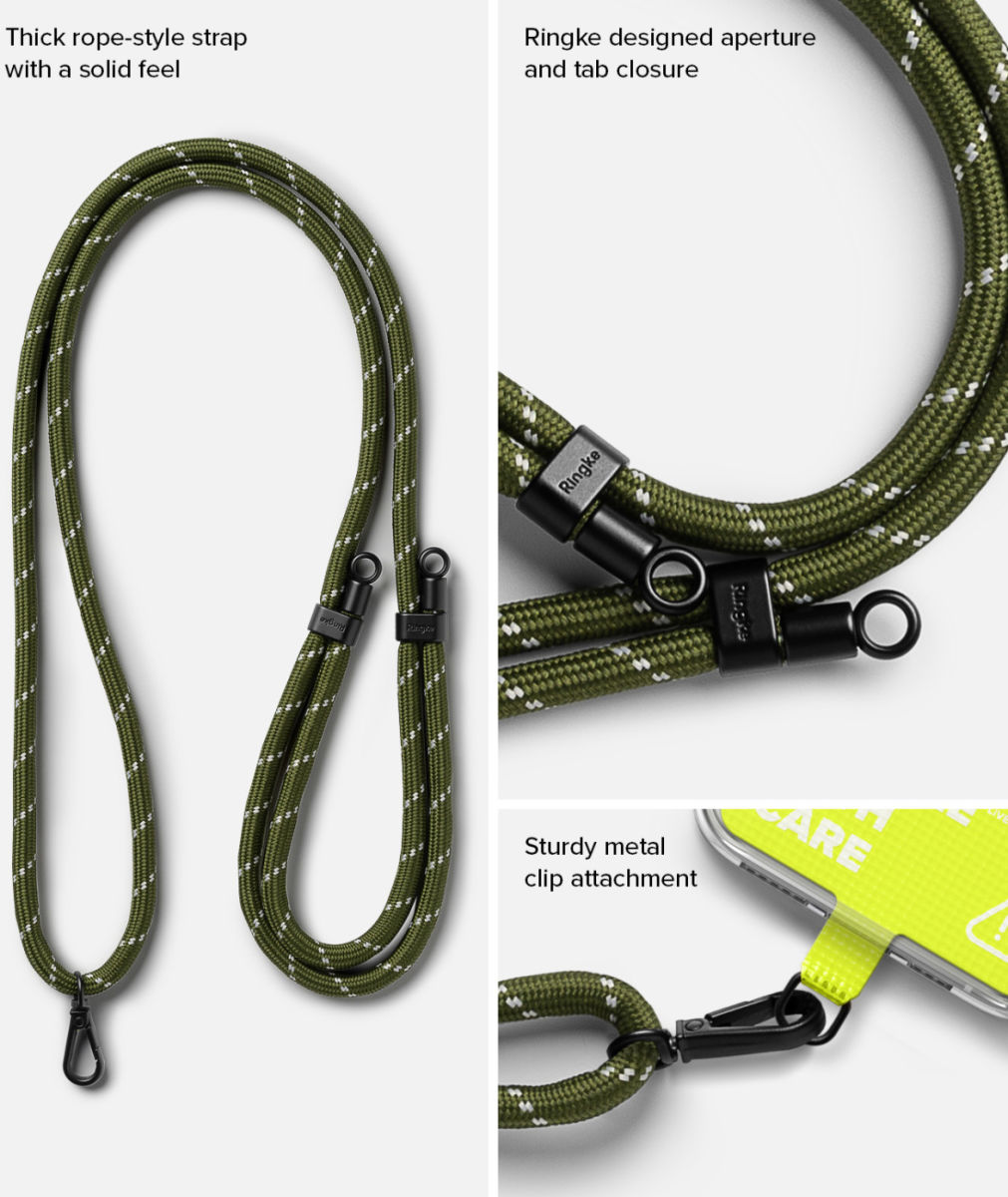 Ringke Holder Link Strap Groen - Universeel Telefoon Koord Zwart / Wit afbeelding 8