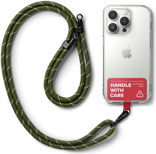 Ringke Holder Link Strap Rood - Universeel Telefoon Koord Khaki / Wit afbeelding 1