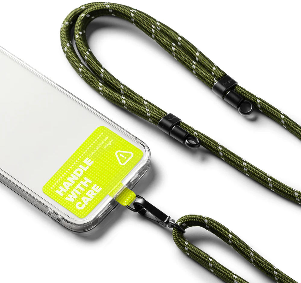 Ringke Holder Link Strap Groen - Universeel Telefoon Koord Khaki / Wit afbeelding 2