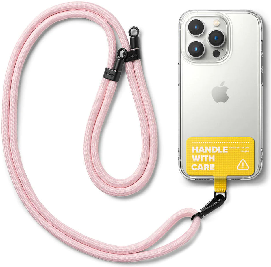 Ringke Holder Link Strap Geel - Universeel Telefoon Koord Roze afbeelding 1
