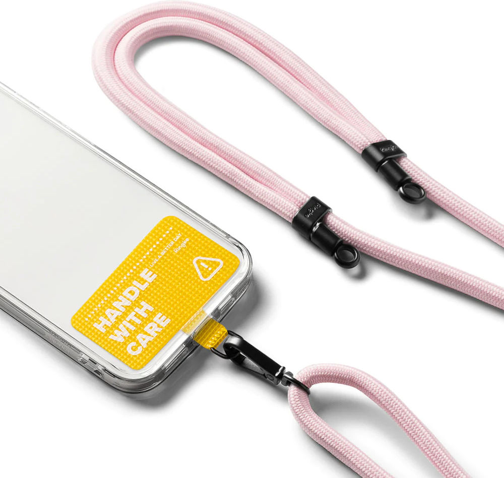 Ringke Holder Link Strap Geel - Universeel Telefoon Koord Roze afbeelding 2