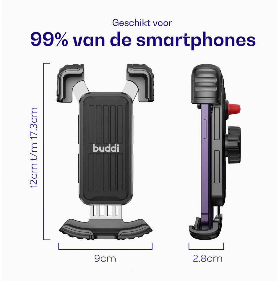 Buddi Tour Universele Telefoonhouder Fiets / MTB / Wielrenfiets Zwart afbeelding 4