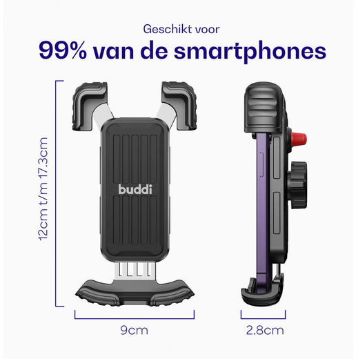 Buddi Tour Universele Telefoonhouder Fiets / MTB / Wielrenfiets Zwart afbeelding 4