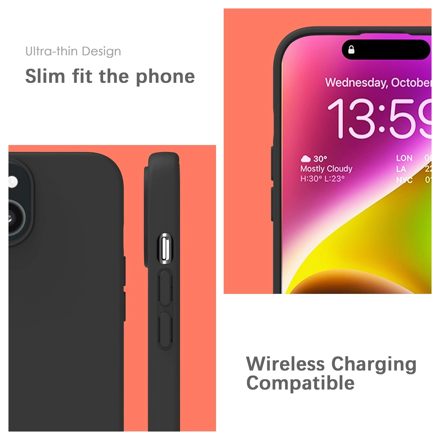 Apple iPhone 14 Hoesje Dun TPU Matte Back Cover Zwart afbeelding 2