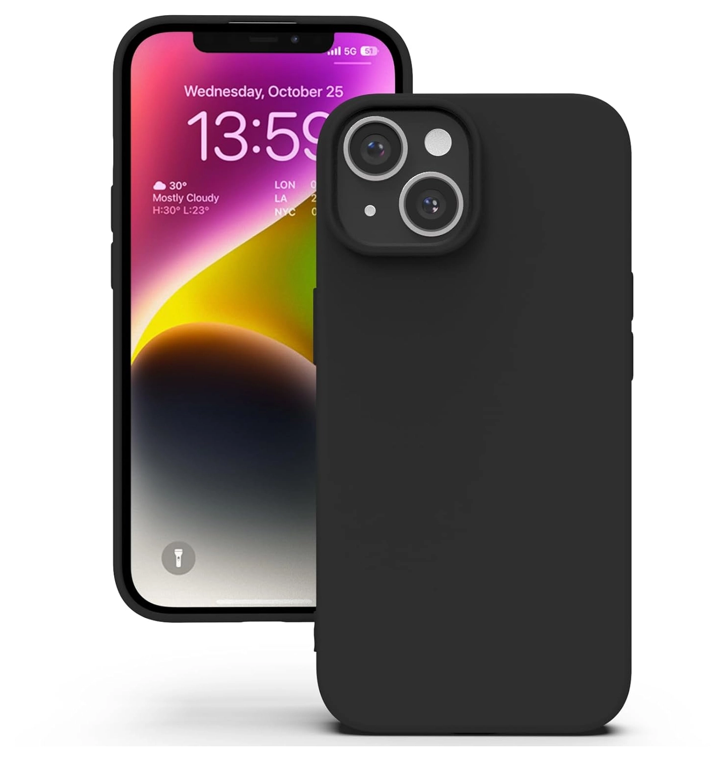 Apple iPhone 14 Hoesje Dun TPU Matte Back Cover Zwart afbeelding 1