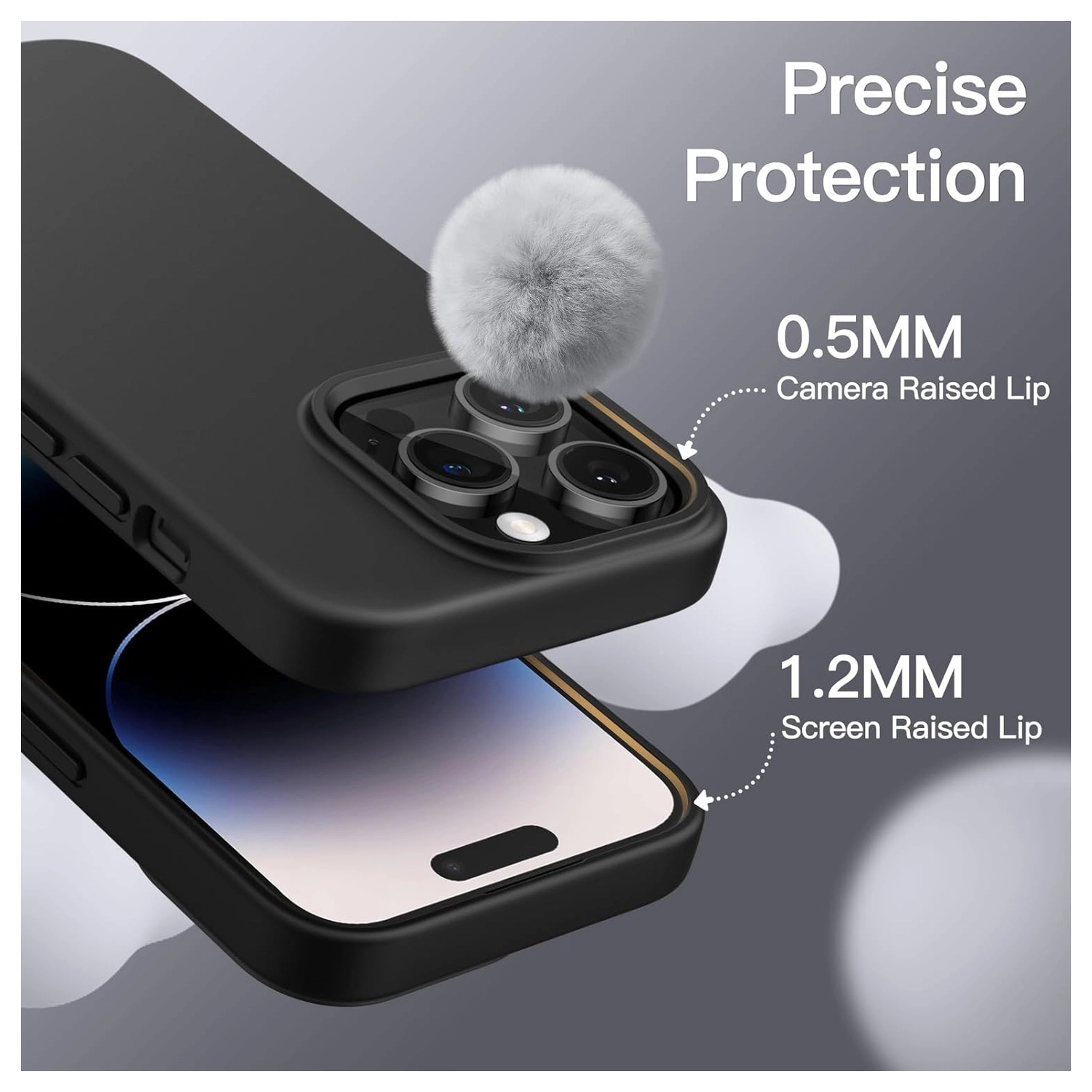 Apple iPhone 14 Pro Hoesje Dun TPU Matte Back Cover Zwart afbeelding 5