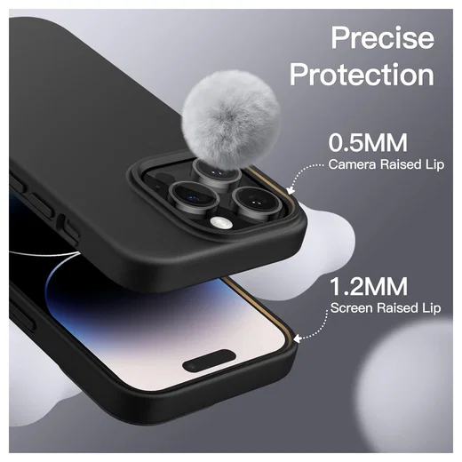 Apple iPhone 14 Pro Hoesje Dun TPU Matte Back Cover Zwart afbeelding 5