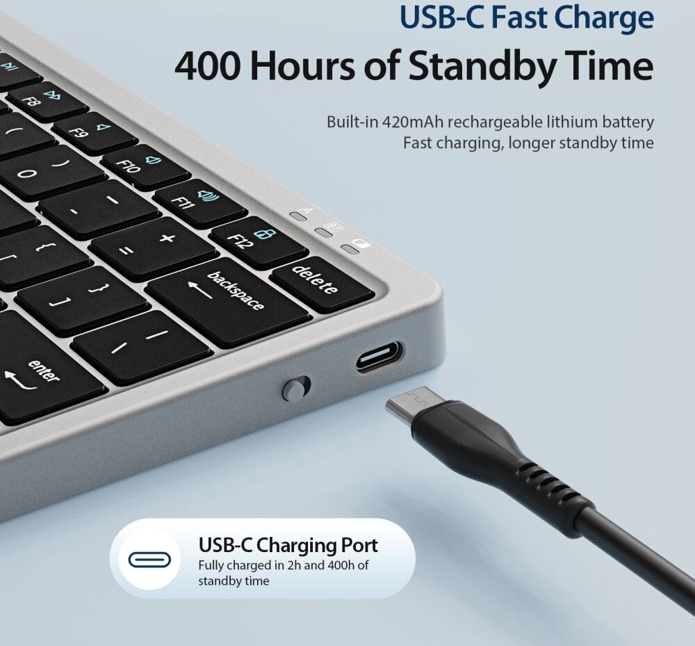 Dux Ducis Draadloos Toetsenbord Universeel Bluetooth Keyboard Zwart afbeelding 6