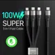 Duzzona USB-C 3-in-1 USB-C/Lightning /MicroUSB Kabel 100W 1.3M Zwart afbeelding 2