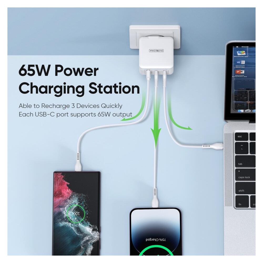 Duzzona T9 GaN Snellader 65W met Power Delivery en Quick Charge Wit afbeelding 3