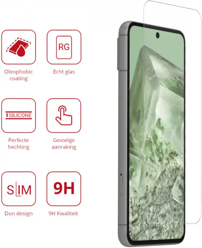 Rosso Google Pixel 8 9H Tempered Glass Screen Protector afbeelding 2