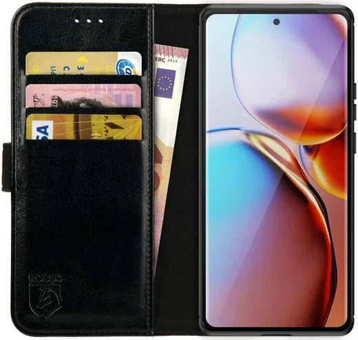 Rosso Element Motorola Edge 40 Pro Hoesje Book Cover Wallet Zwart afbeelding 1