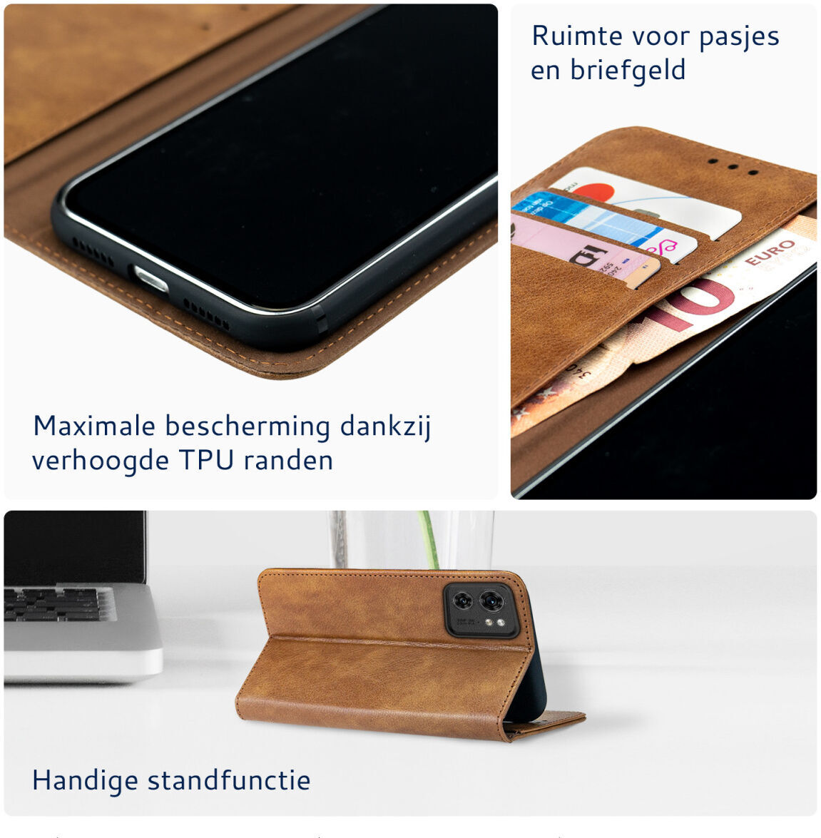 Rosso Element Motorola Edge 40 Hoesje Book Cover Wallet Bruin afbeelding 3