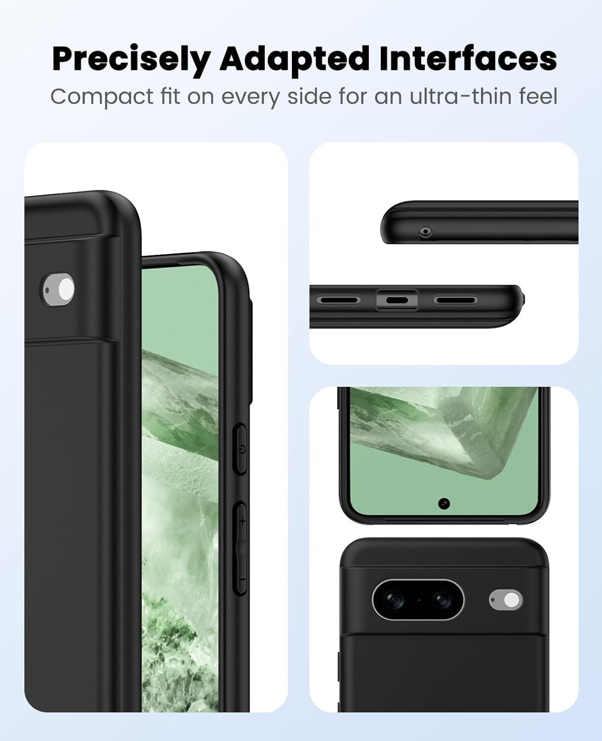 Google Pixel 8 Hoesje Dun TPU Matte Back Cover Zwart afbeelding 5