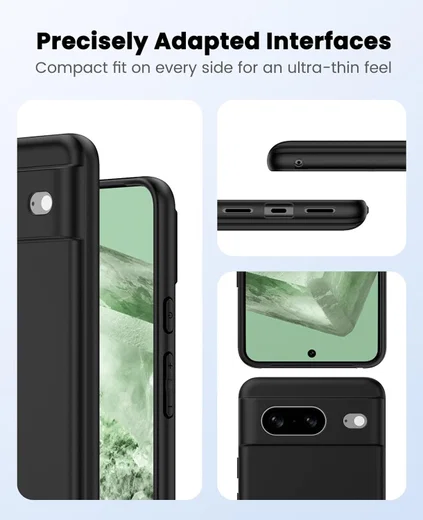 Google Pixel 8 Hoesje Dun TPU Matte Back Cover Zwart afbeelding 5