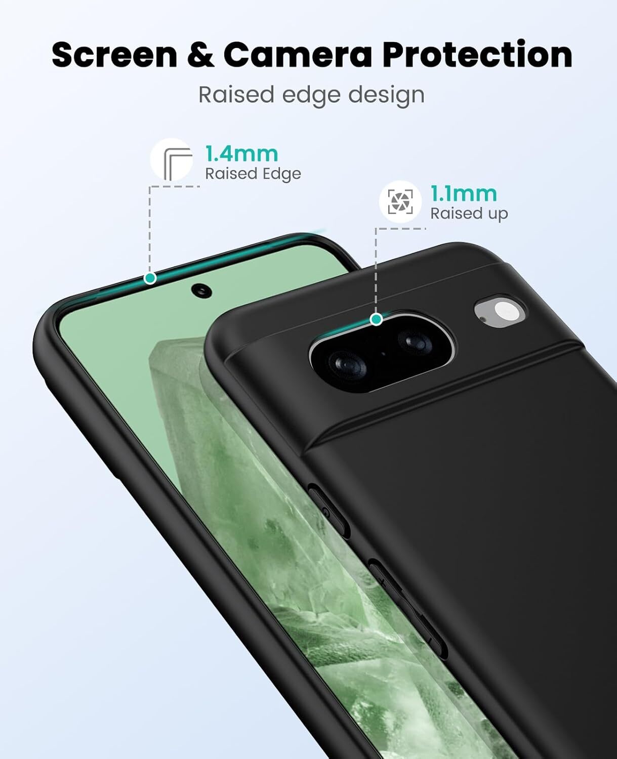 Google Pixel 8 Hoesje Dun TPU Matte Back Cover Zwart afbeelding 3