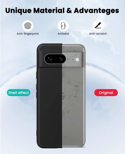 Google Pixel 8 Hoesje Dun TPU Matte Back Cover Zwart afbeelding 6