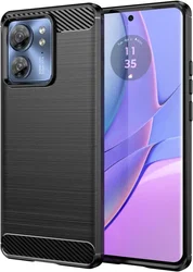 Motorola Edge 40 Hoesje Geborsteld TPU Flexibele Back Cover Zwart afbeelding