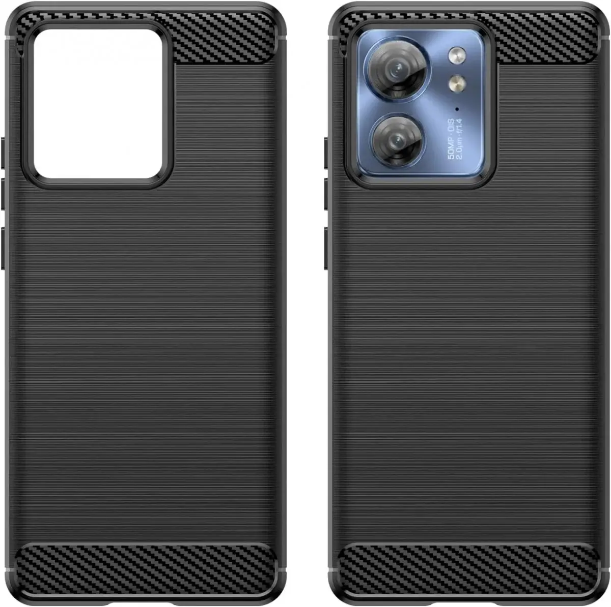 Motorola Edge 40 Hoesje Geborsteld TPU Flexibele Back Cover Zwart afbeelding 2