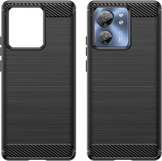 Motorola Edge 40 Hoesje Geborsteld TPU Flexibele Back Cover Zwart afbeelding 2