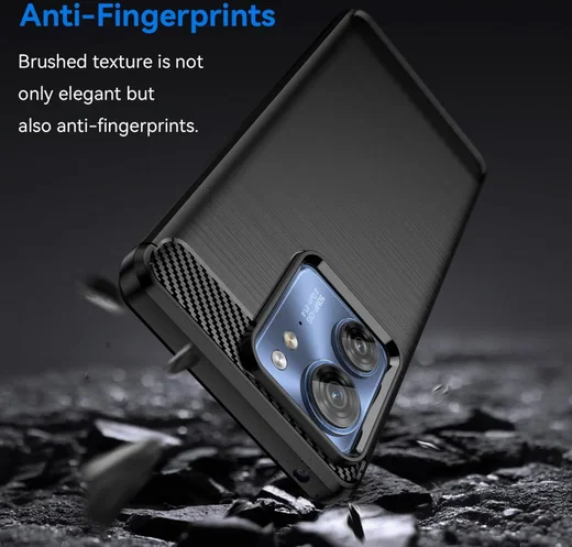 Motorola Edge 40 Hoesje Geborsteld TPU Flexibele Back Cover Zwart afbeelding 4
