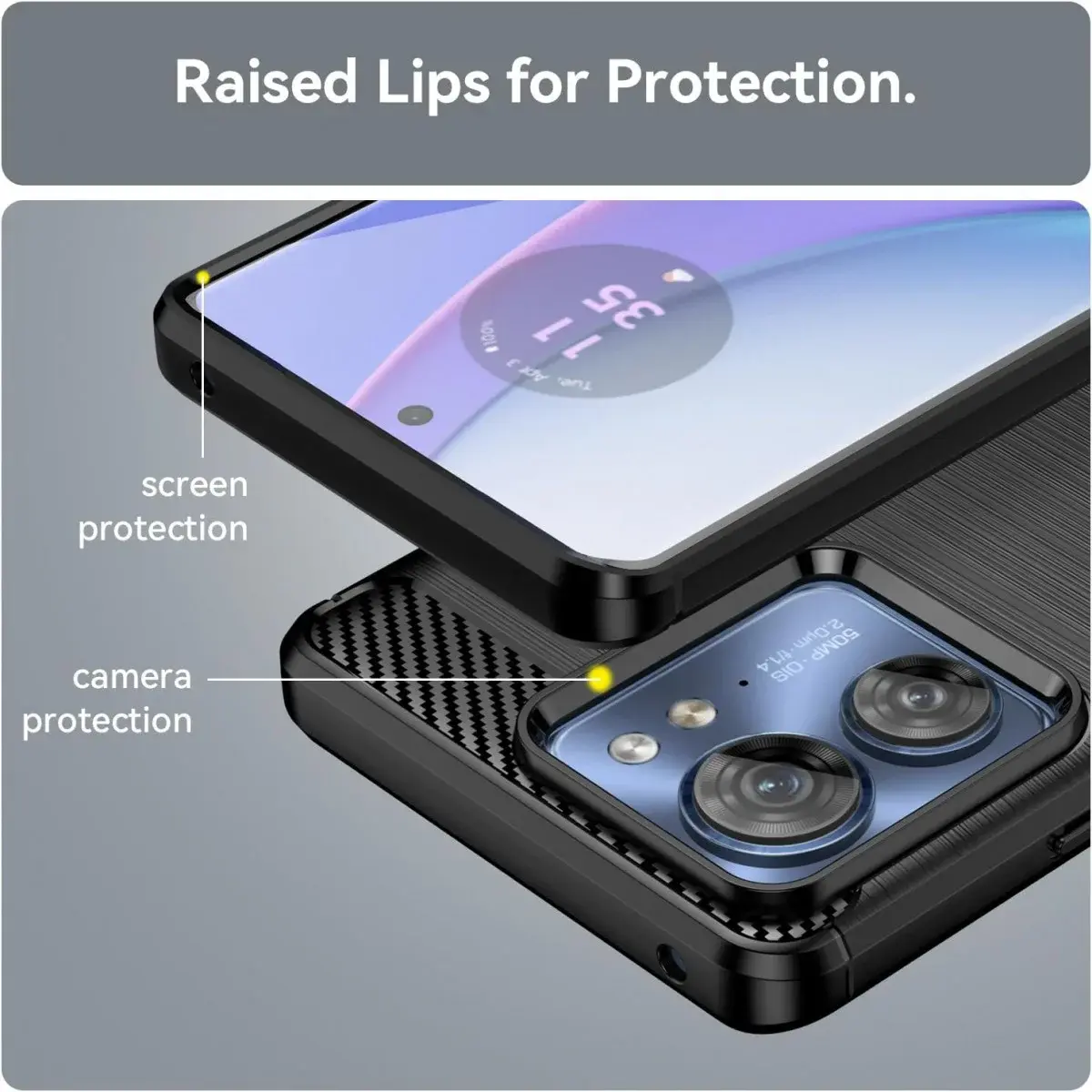 Motorola Edge 40 Hoesje Geborsteld TPU Flexibele Back Cover Zwart afbeelding 7