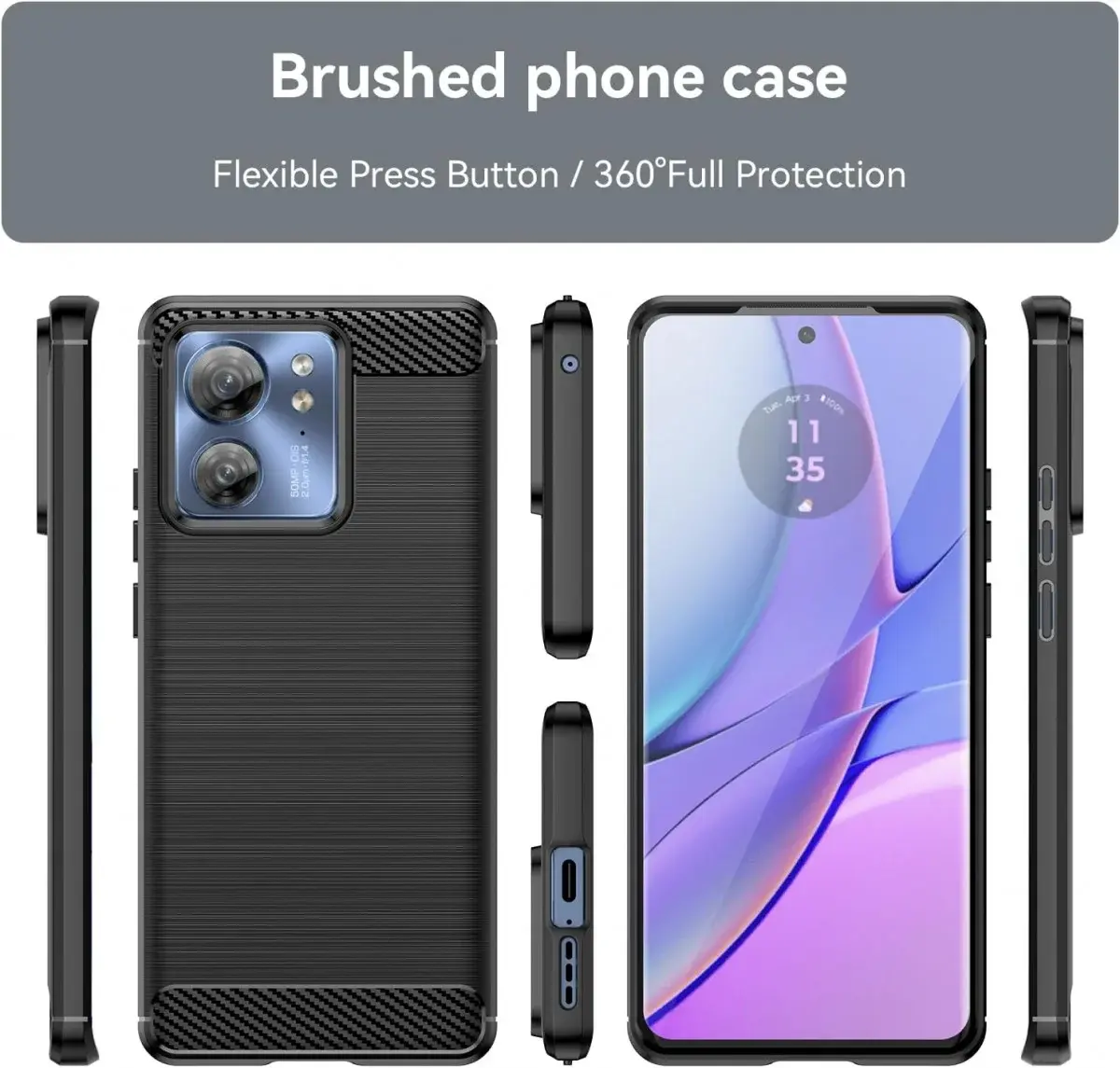 Motorola Edge 40 Hoesje Geborsteld TPU Flexibele Back Cover Zwart afbeelding 9