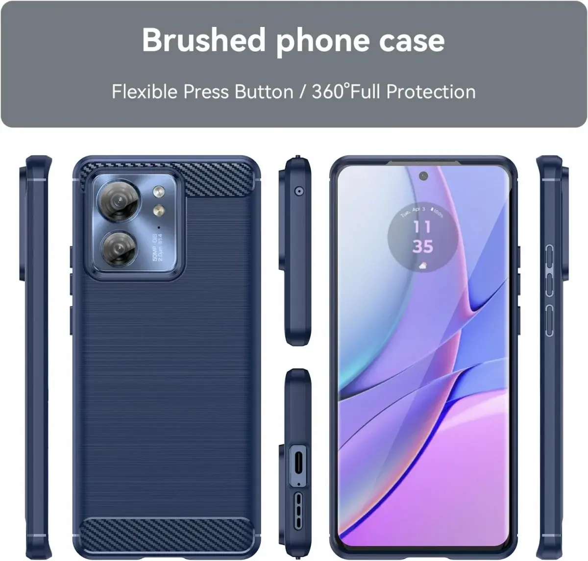 Motorola Edge 40 Hoesje Geborsteld TPU Flexibele Back Cover Blauw afbeelding 9