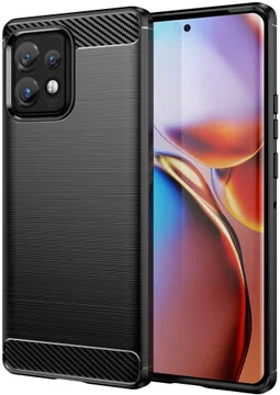 Motorola Edge 40 Pro Hoesje Geborsteld TPU Flexibele Back Cover Zwart