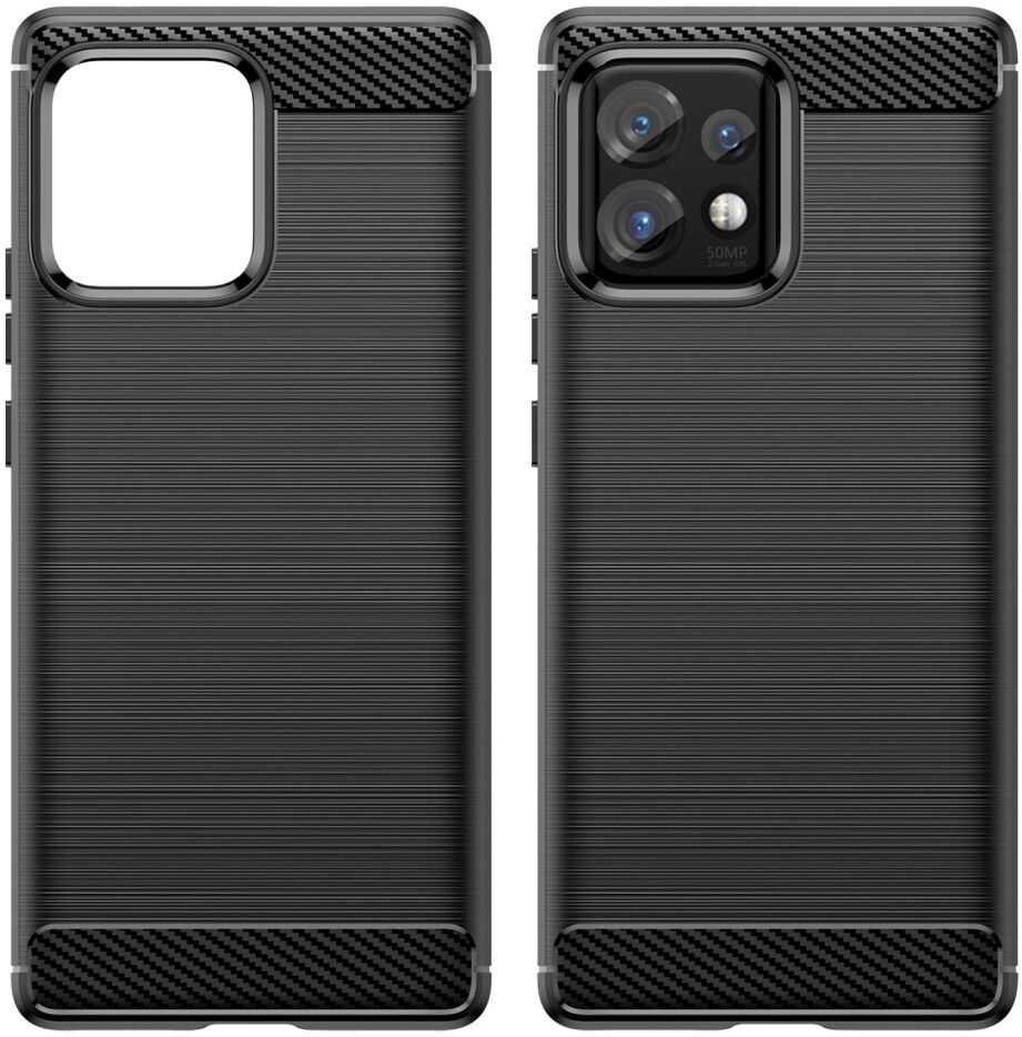 Motorola Edge 40 Pro Hoesje Geborsteld TPU Flexibele Back Cover Zwart afbeelding 2