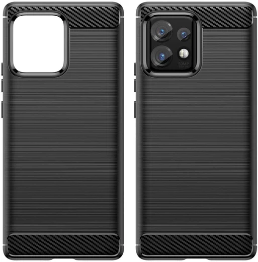 Motorola Edge 40 Pro Hoesje Geborsteld TPU Flexibele Back Cover Zwart afbeelding 2