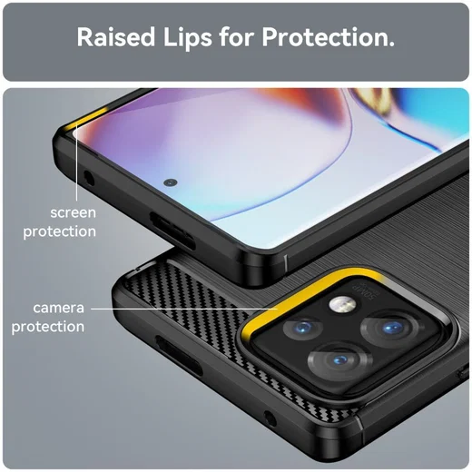 Motorola Edge 40 Pro Hoesje Geborsteld TPU Flexibele Back Cover Zwart afbeelding 7