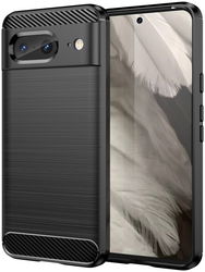 Google Pixel 8 Hoesje Geborsteld TPU Flexibele Back Cover Zwart afbeelding