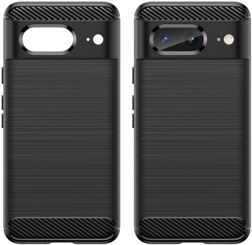 Google Pixel 8 Hoesje Geborsteld TPU Flexibele Back Cover Zwart afbeelding 2