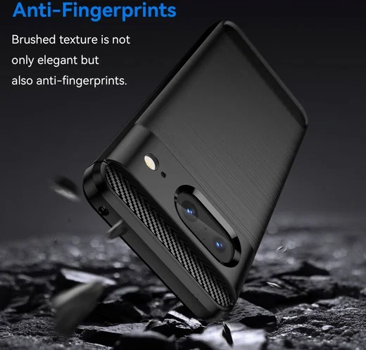 Google Pixel 8 Hoesje Geborsteld TPU Flexibele Back Cover Zwart afbeelding 4