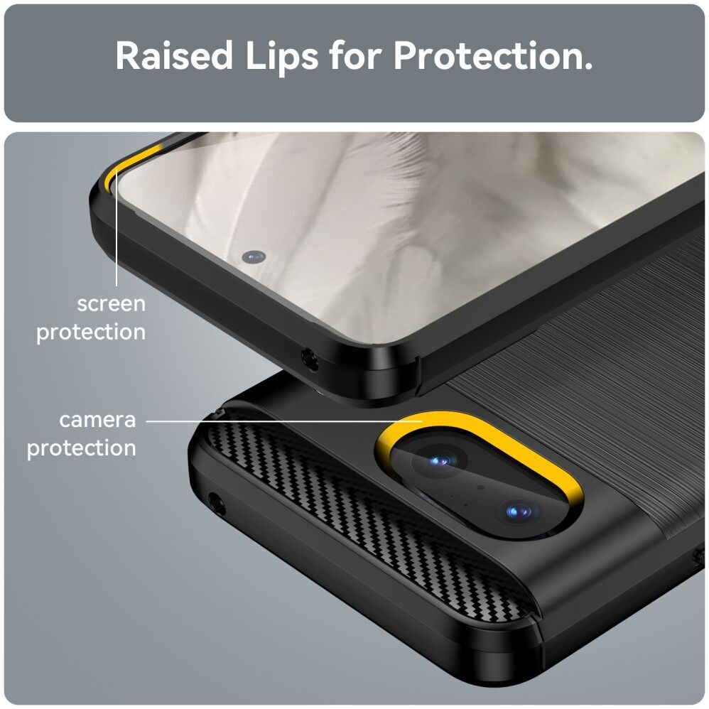 Google Pixel 8 Hoesje Geborsteld TPU Flexibele Back Cover Zwart afbeelding 7