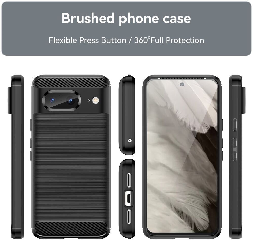 Google Pixel 8 Hoesje Geborsteld TPU Flexibele Back Cover Zwart afbeelding 9