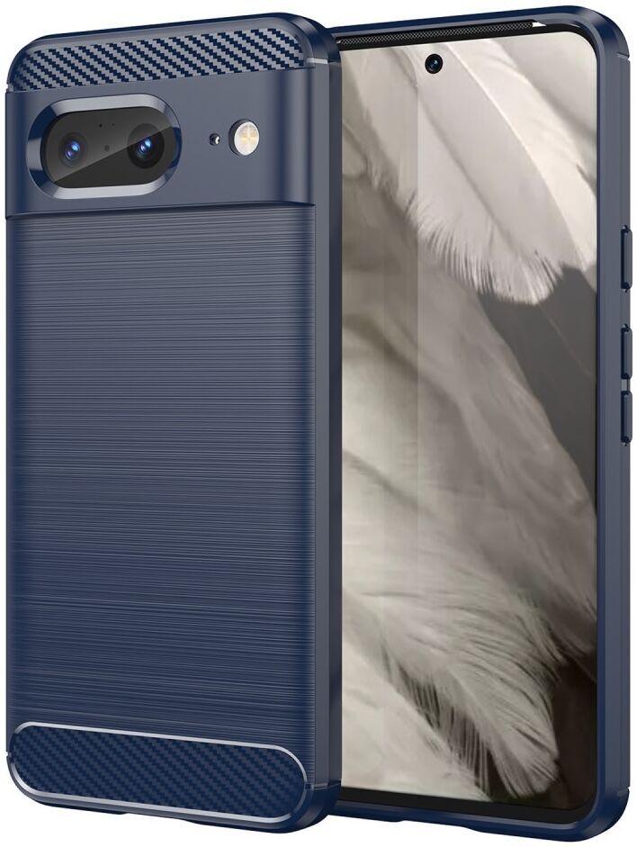 Google Pixel 8 Hoesje Geborsteld TPU Flexibele Back Cover Blauw afbeelding 1