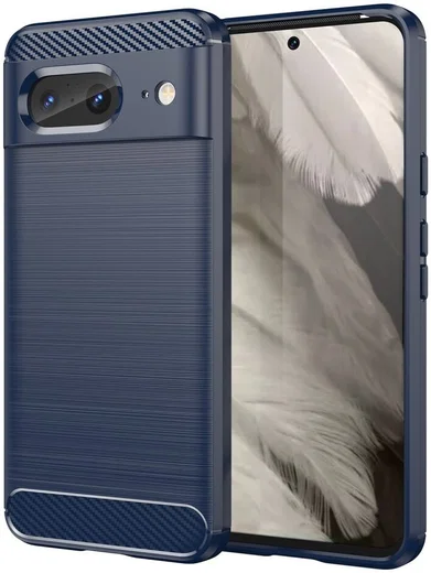Google Pixel 8 Hoesje Geborsteld TPU Flexibele Back Cover Blauw afbeelding 1
