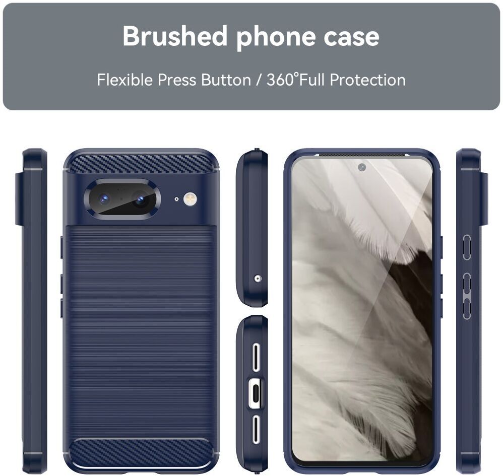 Google Pixel 8 Hoesje Geborsteld TPU Flexibele Back Cover Blauw afbeelding 9
