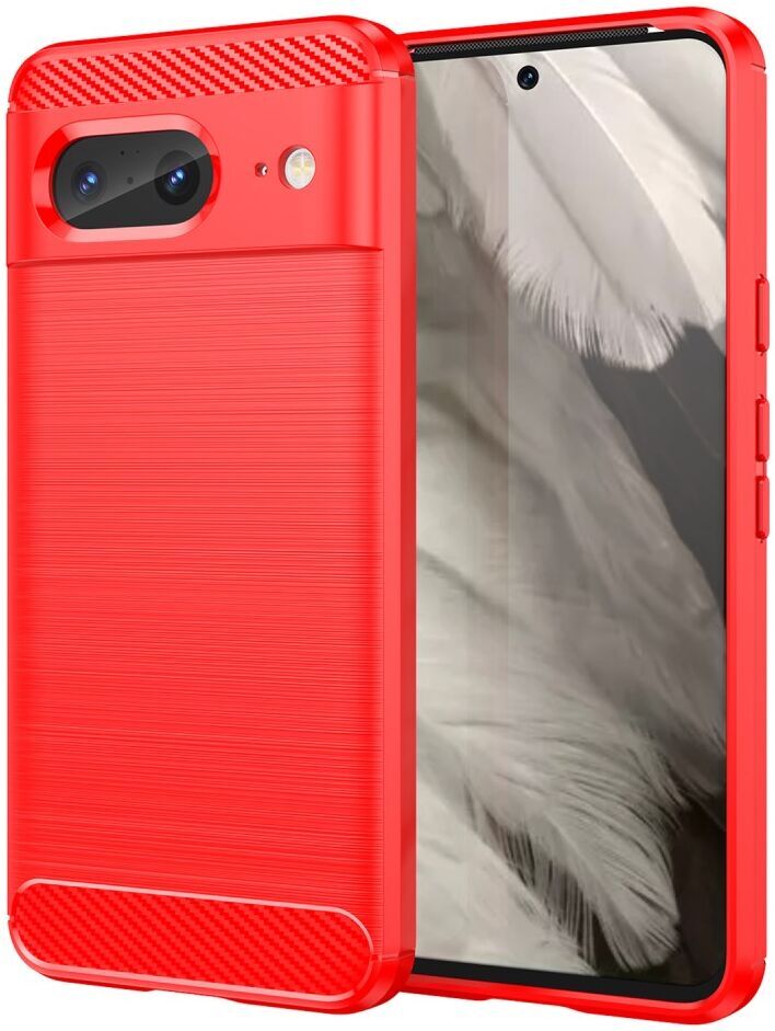 Google Pixel 8 Hoesje Geborsteld TPU Flexibele Back Cover Rood afbeelding 1